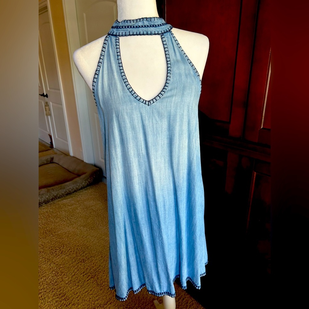 Denim Chambray Swing Dress